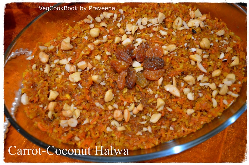 Carrot Coconut Halwa / Carrot Kobbari Halwa