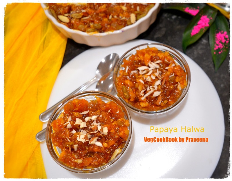 Raw Papaya - Jaggery Halwa