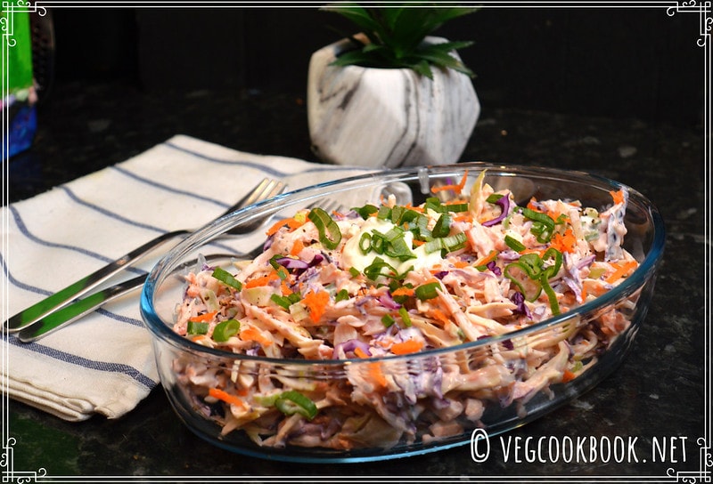 Homemade Eggless No Mayo Coleslaw