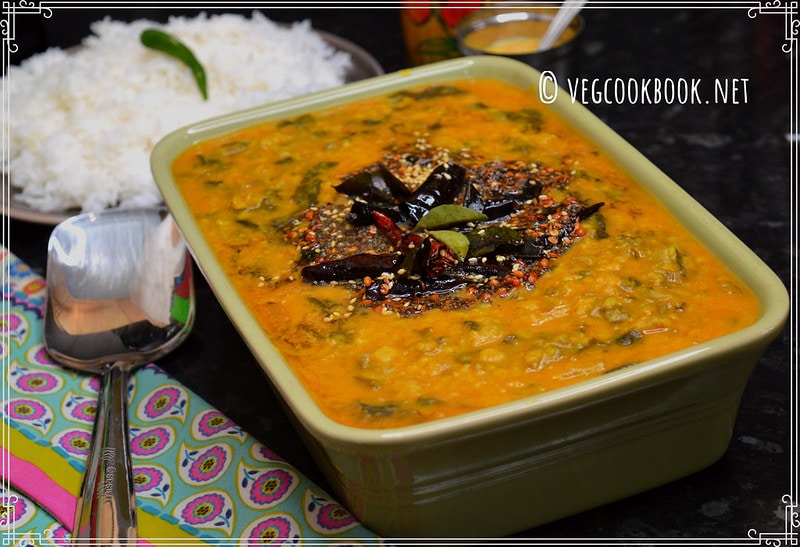 Mamidikaya Palakoora Pappu / Raw Mango Spinach Dal